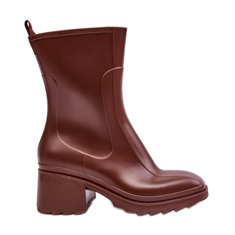 Botas Wellington Foscas Femininas com Salto Alto, Marrom Bertaida castanho