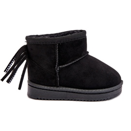 Botas infantis isoladas para neve com franjas, Mikyla preta preto