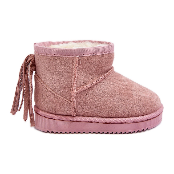 Botas infantis isoladas para neve com franjas, Mikyla rosa