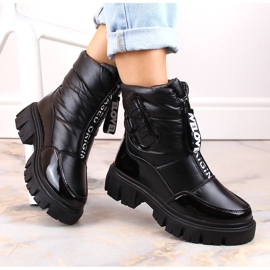 Botas de neve femininas pretas Filippo DBT4960 com zíper e isolamento preto