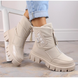 Botas femininas de neve com zíper e isolamento, bege Filippo DBT4960
