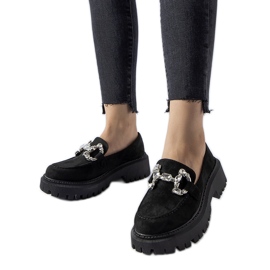 Mocassins Crescenzo pretos com strass Mocassins Crescenzo pretos com strass