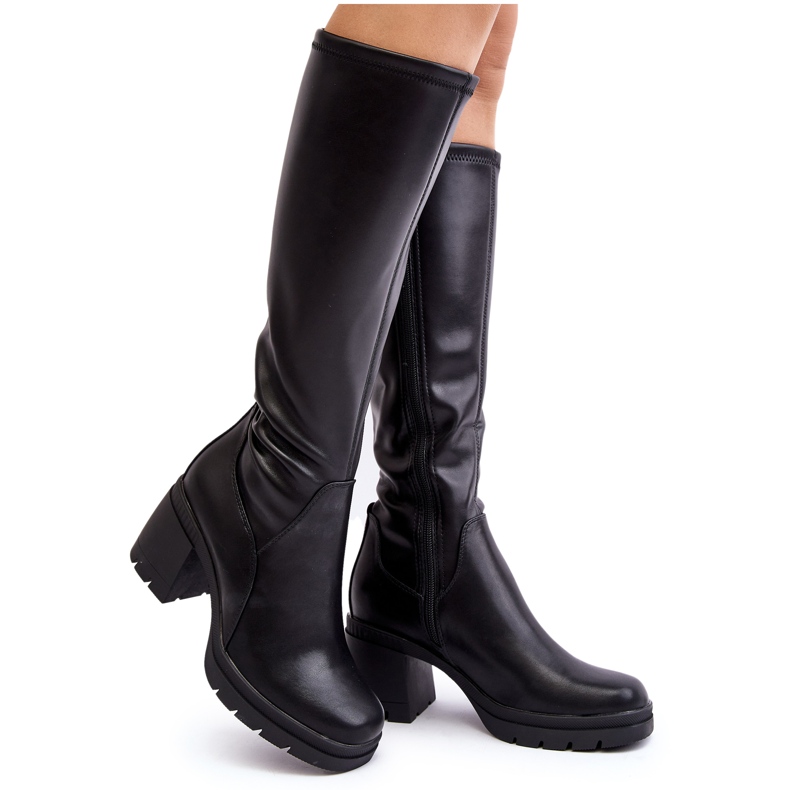 Sergio Leone Botas femininas de salto alto acima do joelho, Sislene preta preto