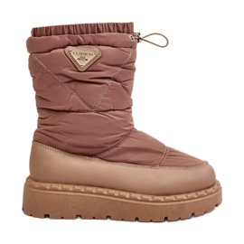 Botas femininas de neve com sola grossa, bege escuro Lureta
