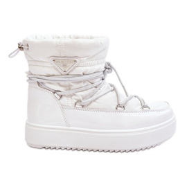 Botas femininas de neve com plataforma e cadarço, Fleure Branca branco