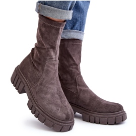 Botas de trabalho com salto plano cinza Divella
