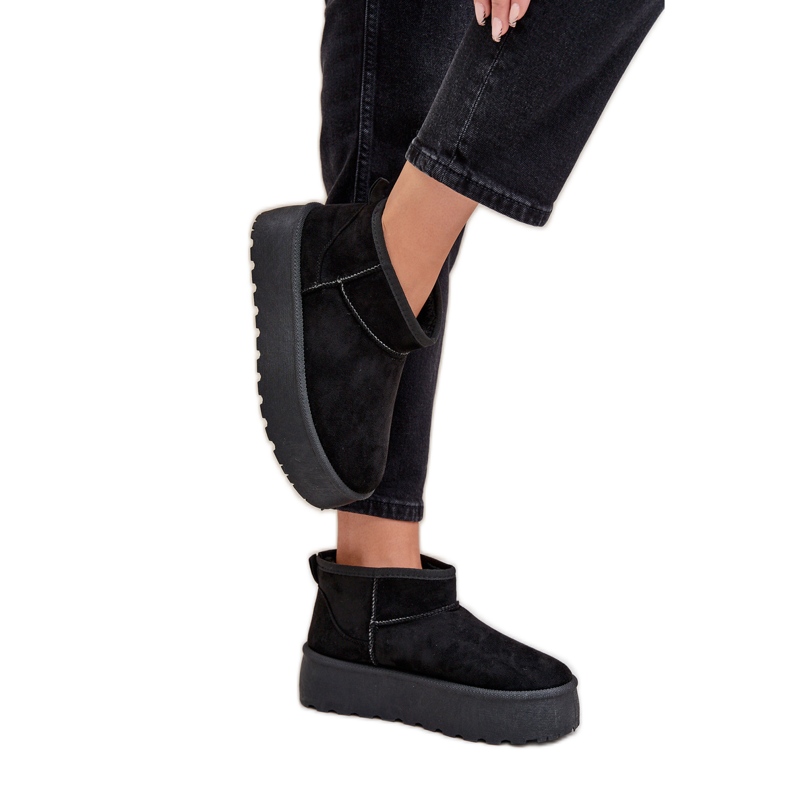Botas femininas de neve com plataforma de camurça pretas Ninala preto