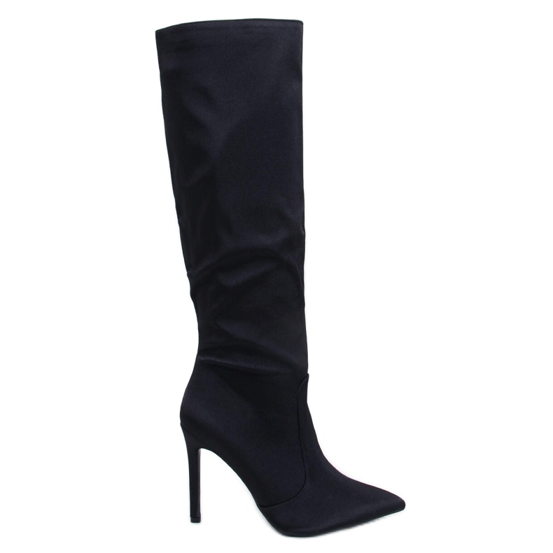 Botas de salto alto Strauss em cetim preto