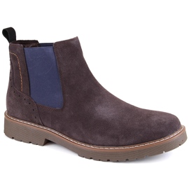 Botas Chelsea de camurça de couro para homem, marrom, slip-on Filippo MBT5003