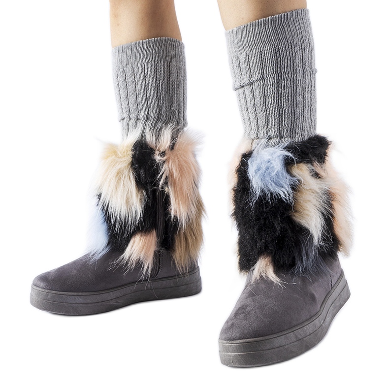 Botas de neve com isolamento cinza e pele da Cordero