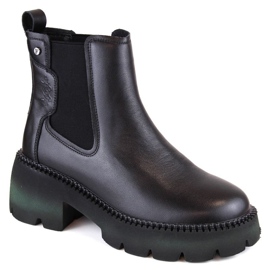 Filippo W PAW484 Botas Chelsea com isolamento de couro preto