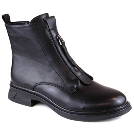 Botins isolados de salto baixo e zíper, Filippo W PAW494, preto