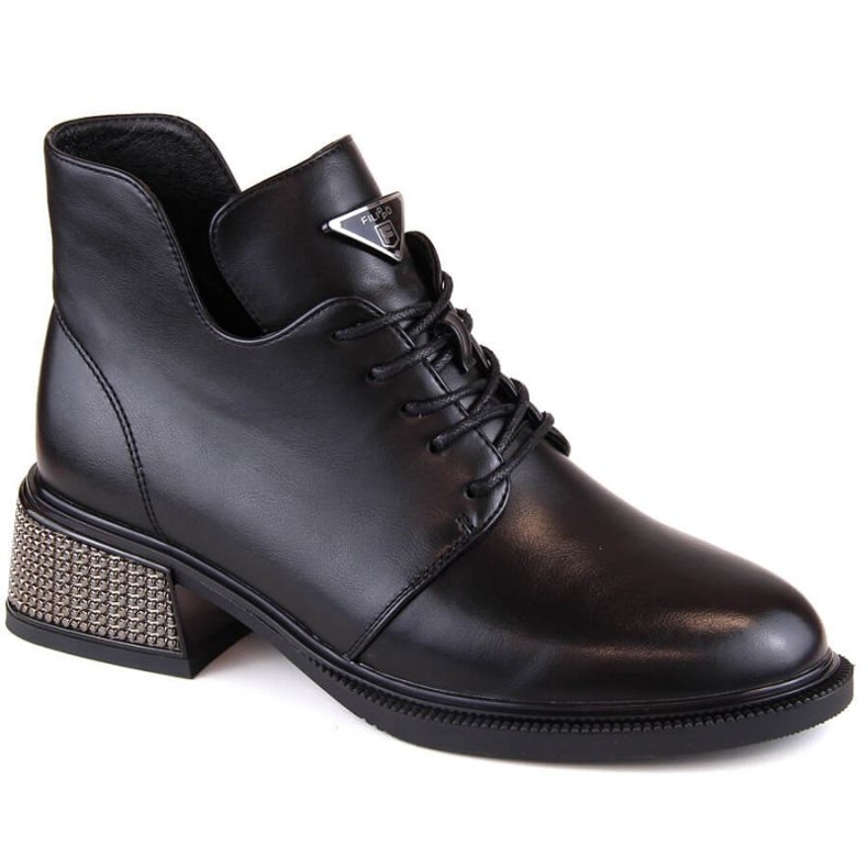 Filippo W PAW496 botins pretos com isolamento e salto decorativo