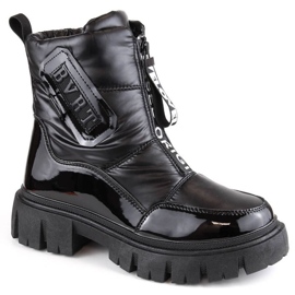Filippo W PAW498A Botas de neve pretas com zíper e isolamento preto