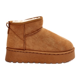Botas femininas de neve com plataforma isoladas com pele de camelo Xamella marrom