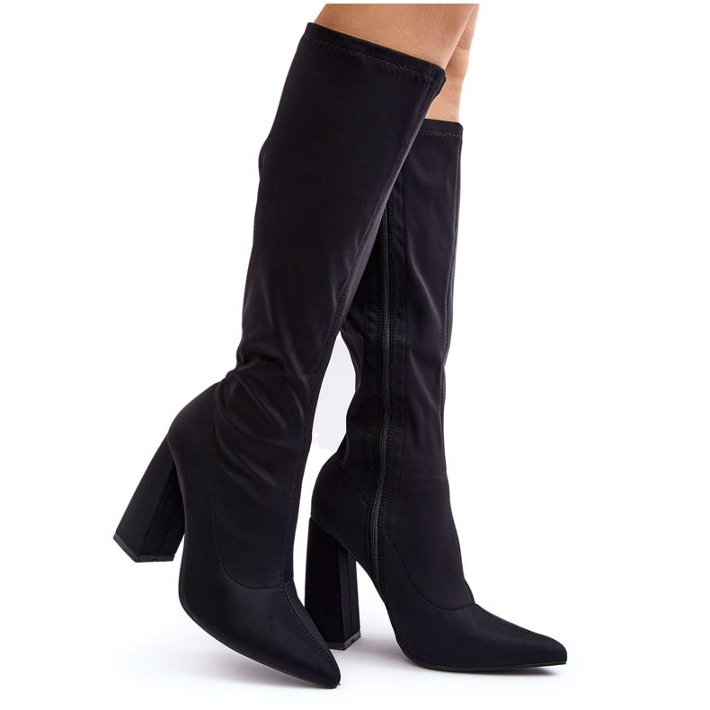 Botas femininas de salto alto acima do joelho pretas Fatuma preto