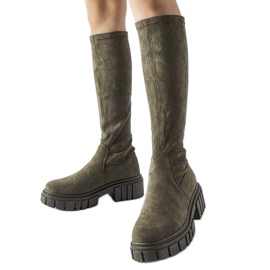 Botas longas verdes de camurça Donnino Botas longas verdes de camurça Donnino