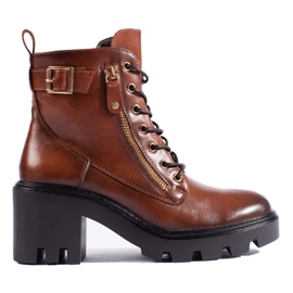 W. Potocki Botins femininos marrons de salto alto da Potocki marrom