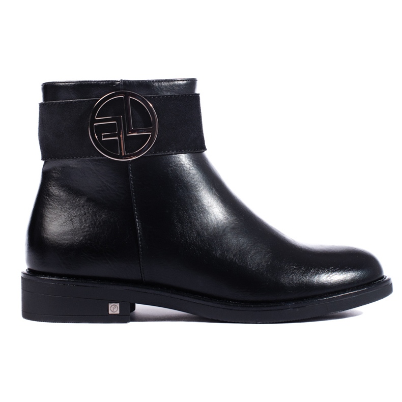 W. Potocki Botins pretos com salto baixo e salto baixo da Potocki