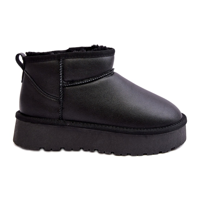 Botas femininas de couro com plataforma para neve pretas Loreley preto