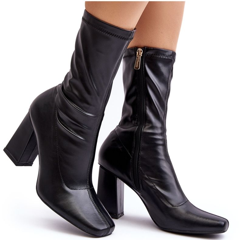 Botins femininos com bico quadrado, Glavina preto