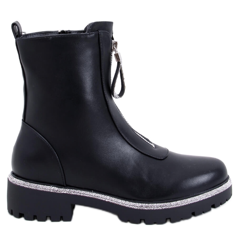 Teah Botins pretos com zircônias cúbicas