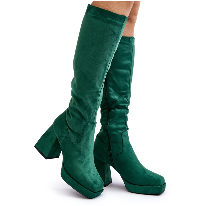 Botas femininas isoladas com salto enorme, verde Layala Botas femininas isoladas com salto enorme, verde Layala