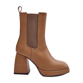 Botas femininas com plataforma e salto alto, Stelares Marrons marrom