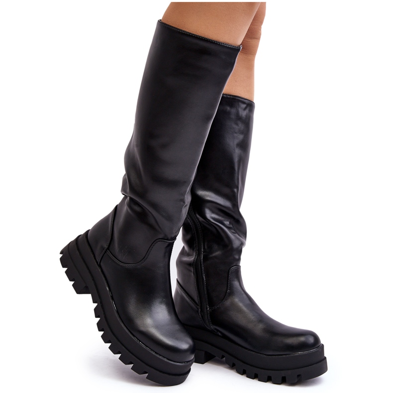Botas femininas acima do joelho com sola grossa, pretas Beatrizia preto Botas femininas acima do joelho com sola grossa, pretas Beatrizia preto