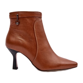 Botins femininos de couro Maciejka 06301-29 marrom castanho