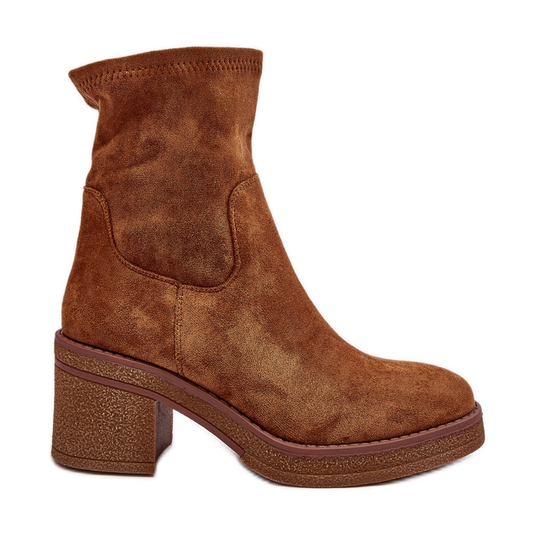 Botas femininas de salto alto Camel Argastis castanho
