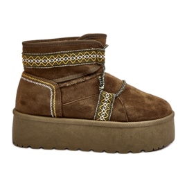 Botas de neve femininas com sola grossa e atacadores, verde Milson