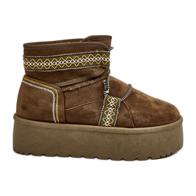 Botas de neve femininas com sola grossa e atacadores, verde Milson