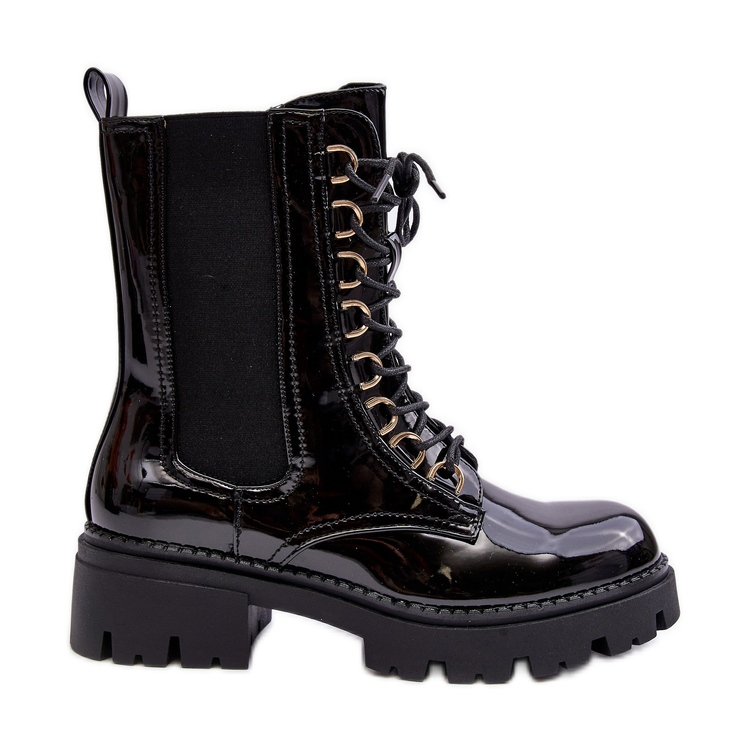 Botas femininas pretas Charmea envernizadas preto