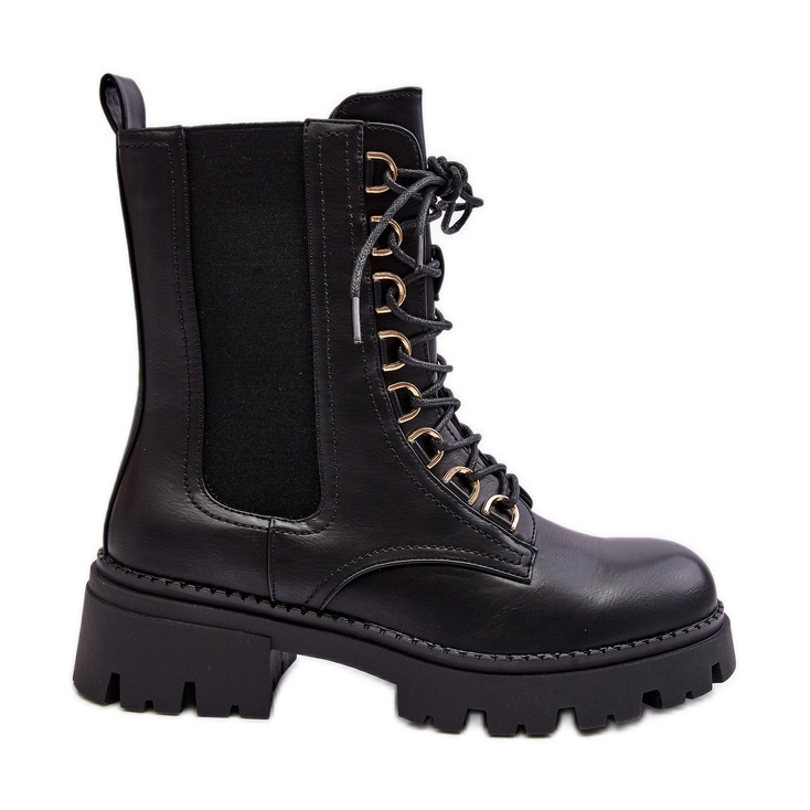 Botas femininas de couro preto Charmea