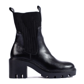 Botins pretos Potocki com salto largo Botins pretos Potocki com salto largo