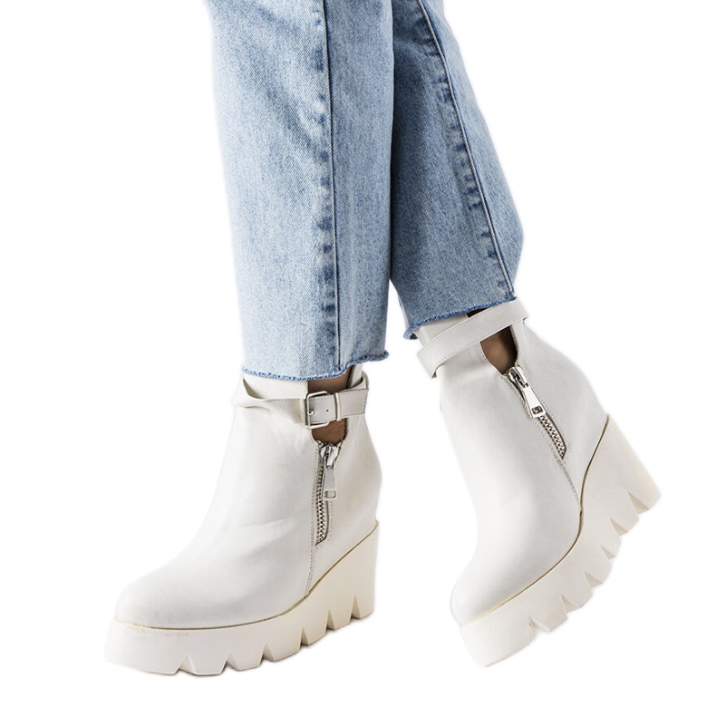 Botins de cunha brancos Sherri