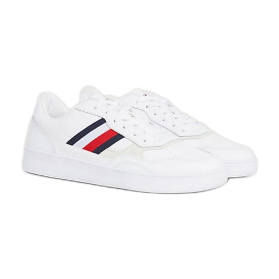 Sapatos Tommy Hilfiger Court Cupsole Retro Lth Stripes M FM0FM04828YBS branco