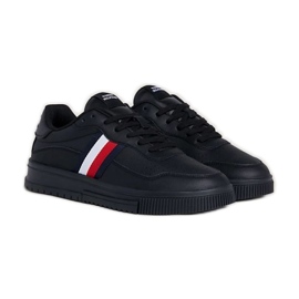 Sapatos Tommy Hilfiger Supercup Couro Listras M FM0FM048240GQ preto Sapatos Tommy Hilfiger Supercup Couro Listras M FM0FM048240GQ preto