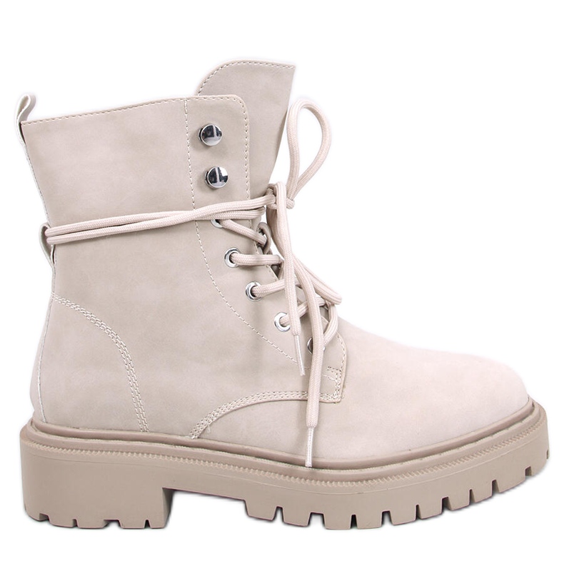 Botins Simmo Beige com cadarço e protetor bege