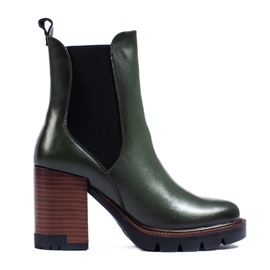 W. Potocki Botas Potocki Chelsea verdes escuras com salto alto