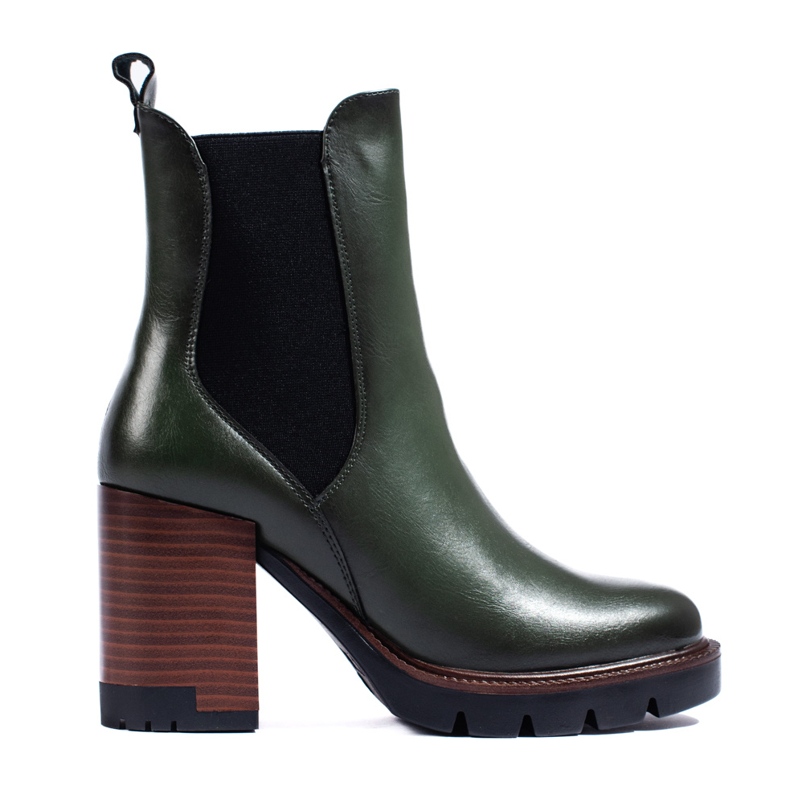 W. Potocki Botas Potocki Chelsea verdes escuras com salto alto