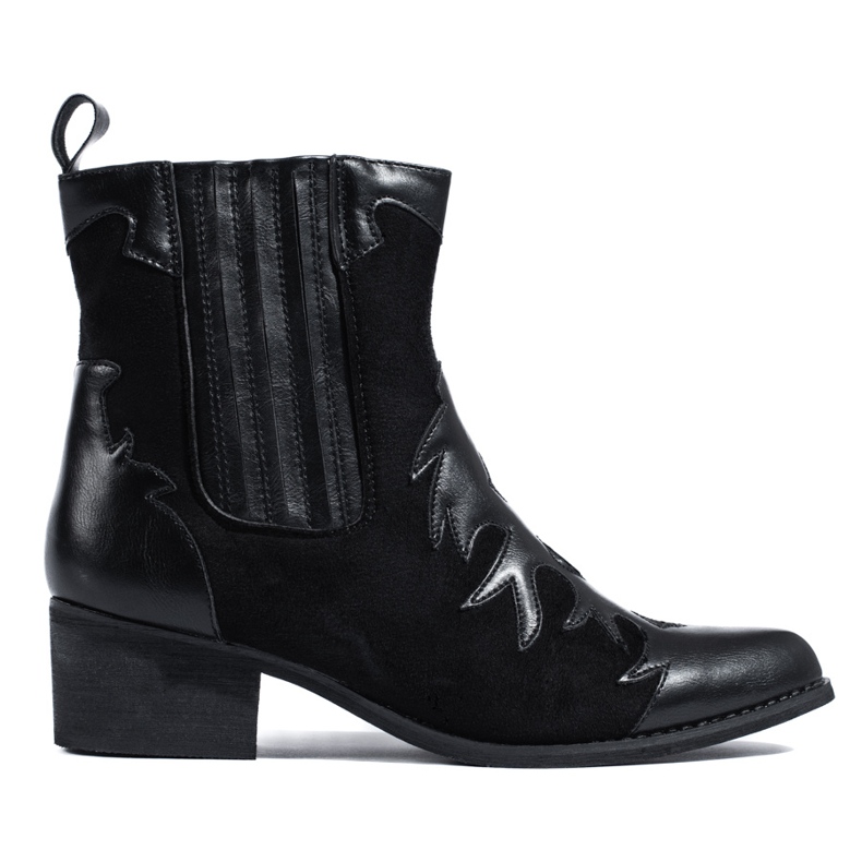 Botas de cowboy femininas negras com cano alto da Shelovet preto