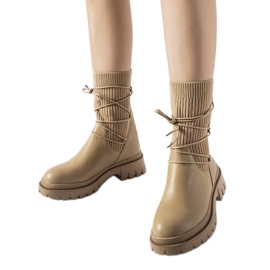 Botins meia bege com gravata Eliot