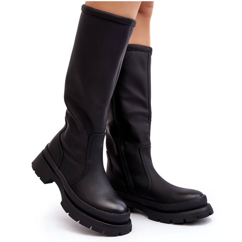 Botas femininas pretas de salto plano com isolamento Desiren preto Botas femininas pretas de salto plano com isolamento Desiren preto