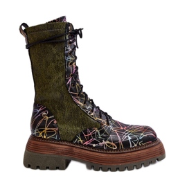 Botas femininas de couro para trabalho Maciejka 06203-09 multicoloridas preto Botas femininas de couro para trabalho Maciejka 06203-09 multicoloridas preto