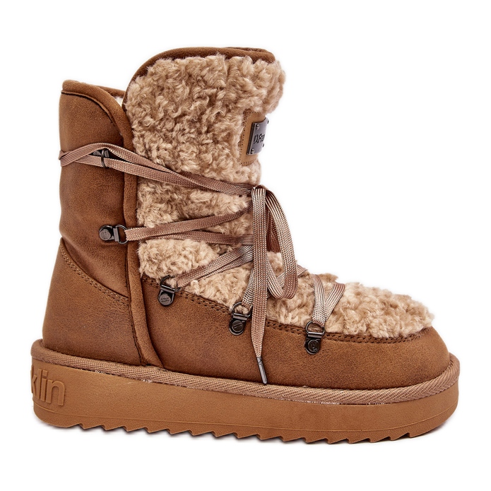 Botas de neve impermeáveis ​​​​com plataforma Vegan D.Franklin DFSH370004 marrom castanho