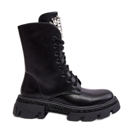 Botins femininos de trabalho com decoração preto Ventora