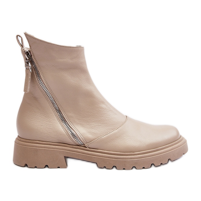 Botas rasas femininas de couro Laura Messi 2620/199 bege claro