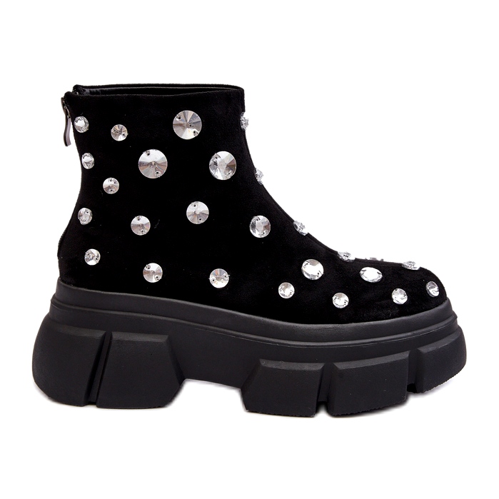 S.Barski Botas isoladas em camurça com cristais D&amp;A MR870-83 pretas preto